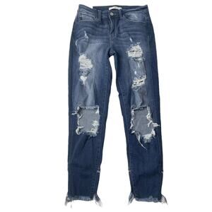 KanCan Busted skinny crop destroyed jeans stretch distressed ripped womens 28